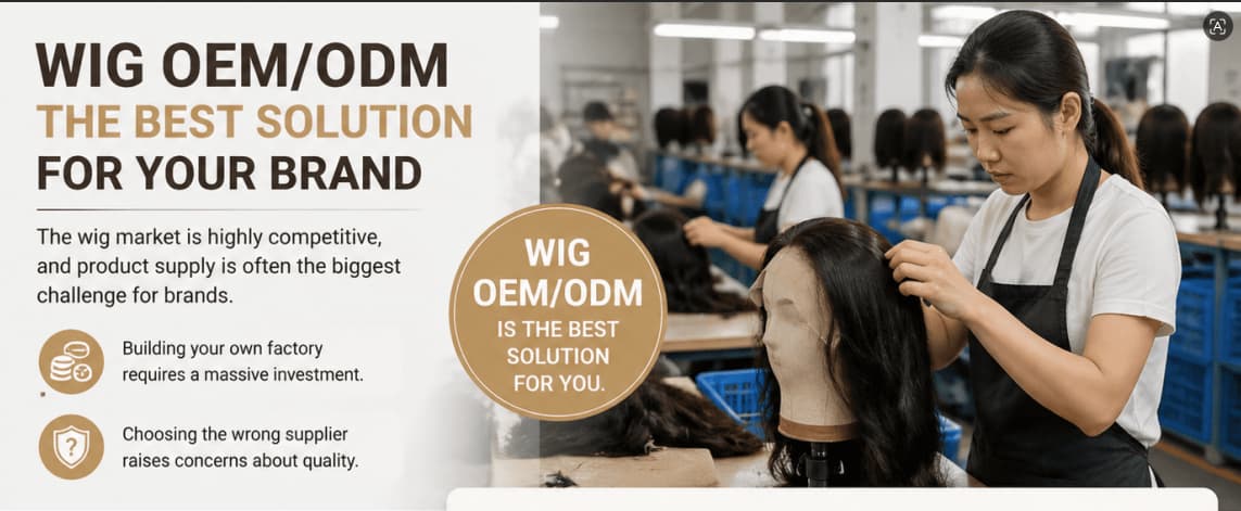 Wig OEM/ODM solution for hair brands, custom manufacturing service banner.