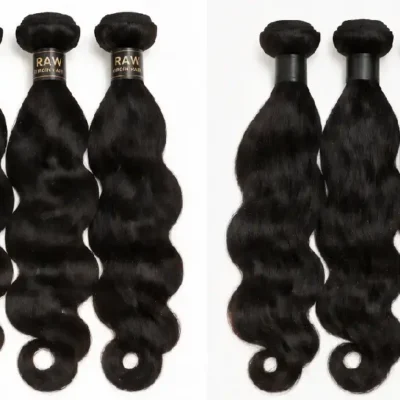 2 Raw Virgin Hair front and back view, 100% unprocessed human hair bundle, premium raw virgin hair wholesale from China manufacturer