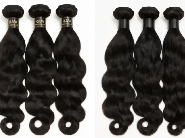 2 Raw Virgin Hair front and back view, 100% unprocessed human hair bundle, premium raw virgin hair wholesale from China manufacturer