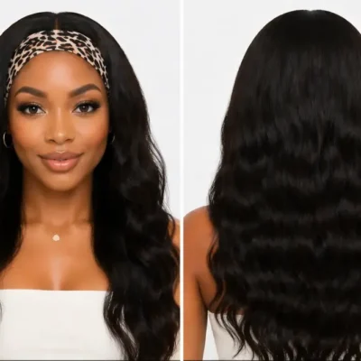 Dejun Wigs Manufacturer Hand‑sewn Headband Wigs Front and Back Display, Wholesale Synthetic Hair Wig