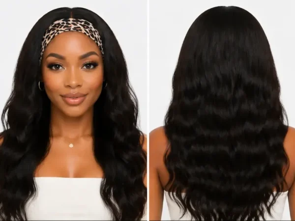 Dejun Wigs Manufacturer Hand‑sewn Headband Wigs Front and Back Display, Wholesale Synthetic Hair Wig