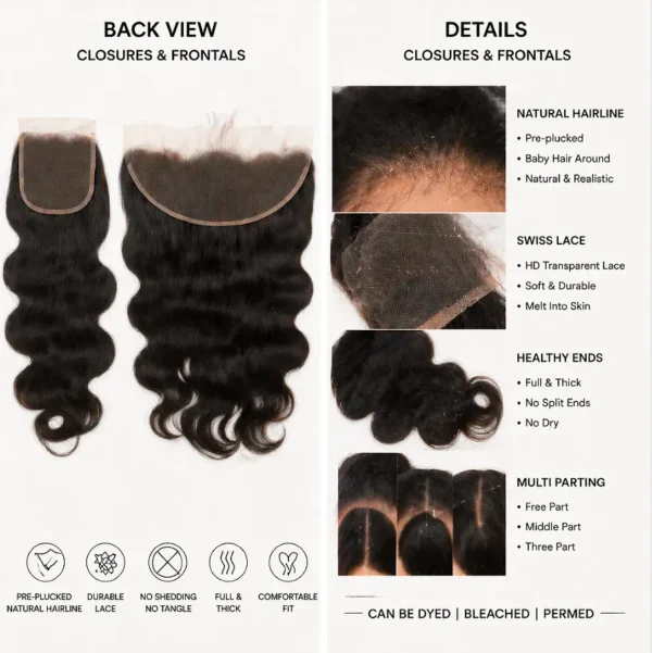 Chinese Manufacturer Lace Closures and Frontals High Quality
