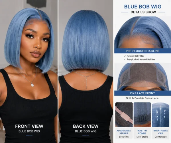 Blue Bob Wigs