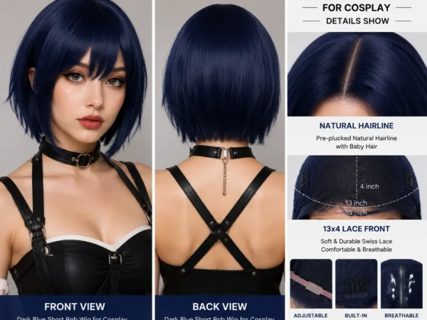 Dark Blue Short Bob Wig for Cosplay