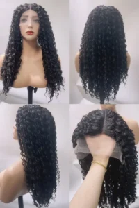 Model wearing Glueless Lace Wigs with natural hairline and side part