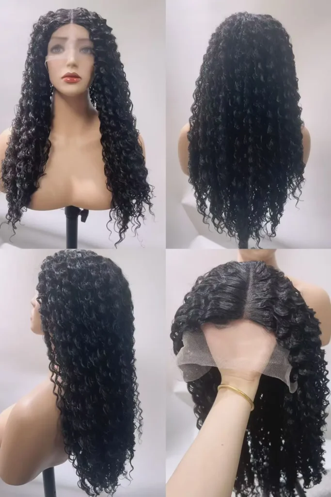 Model wearing Glueless Lace Wigs with natural hairline and side part