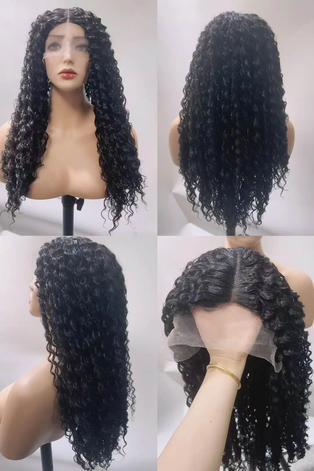 Model wearing Glueless Lace Wigs with natural hairline and side part
