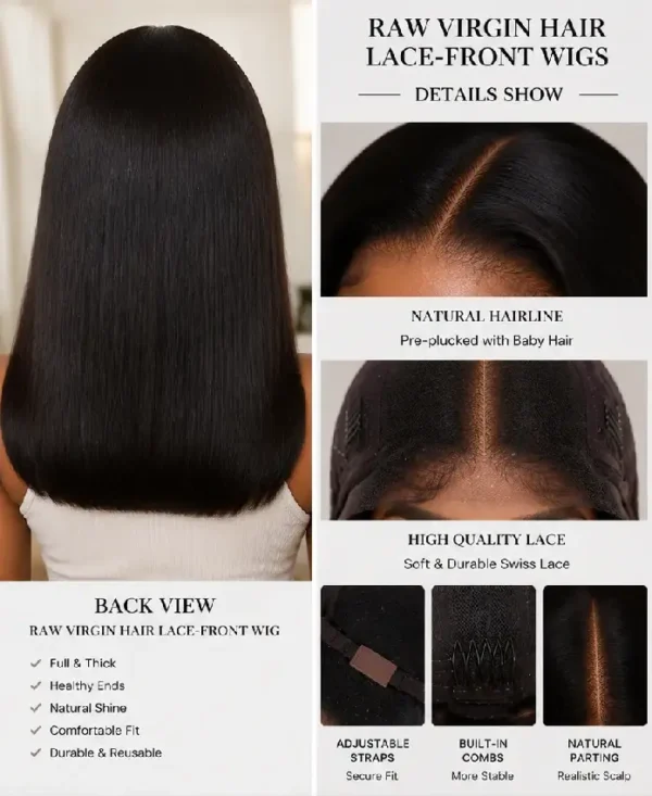 Raw Virgin Hair Lace Front Wigs Wholesale Raw Virgin Hair Lace-Front Wigs: Natural Hairline, Comfortable, Daily Wear, Human Hair Wigs