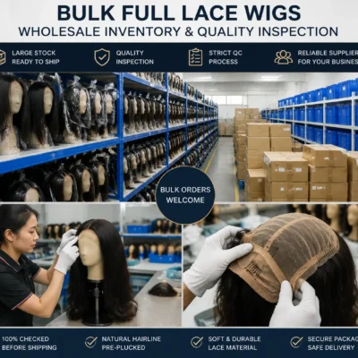 Bulk full lace wigs wholesale inventory with professional quality inspection before shipment