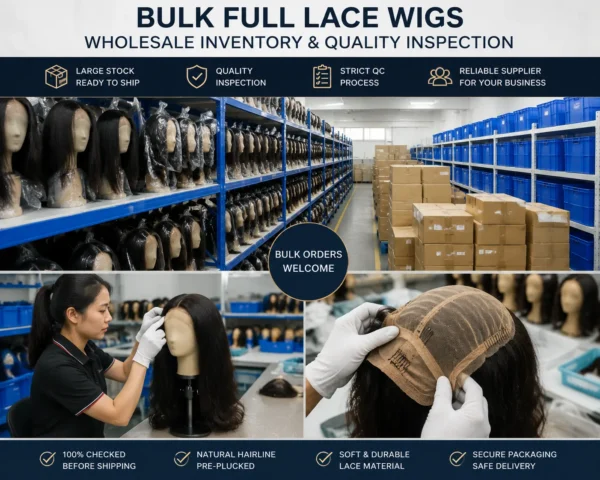 Bulk full lace wigs wholesale inventory with professional quality inspection before shipment