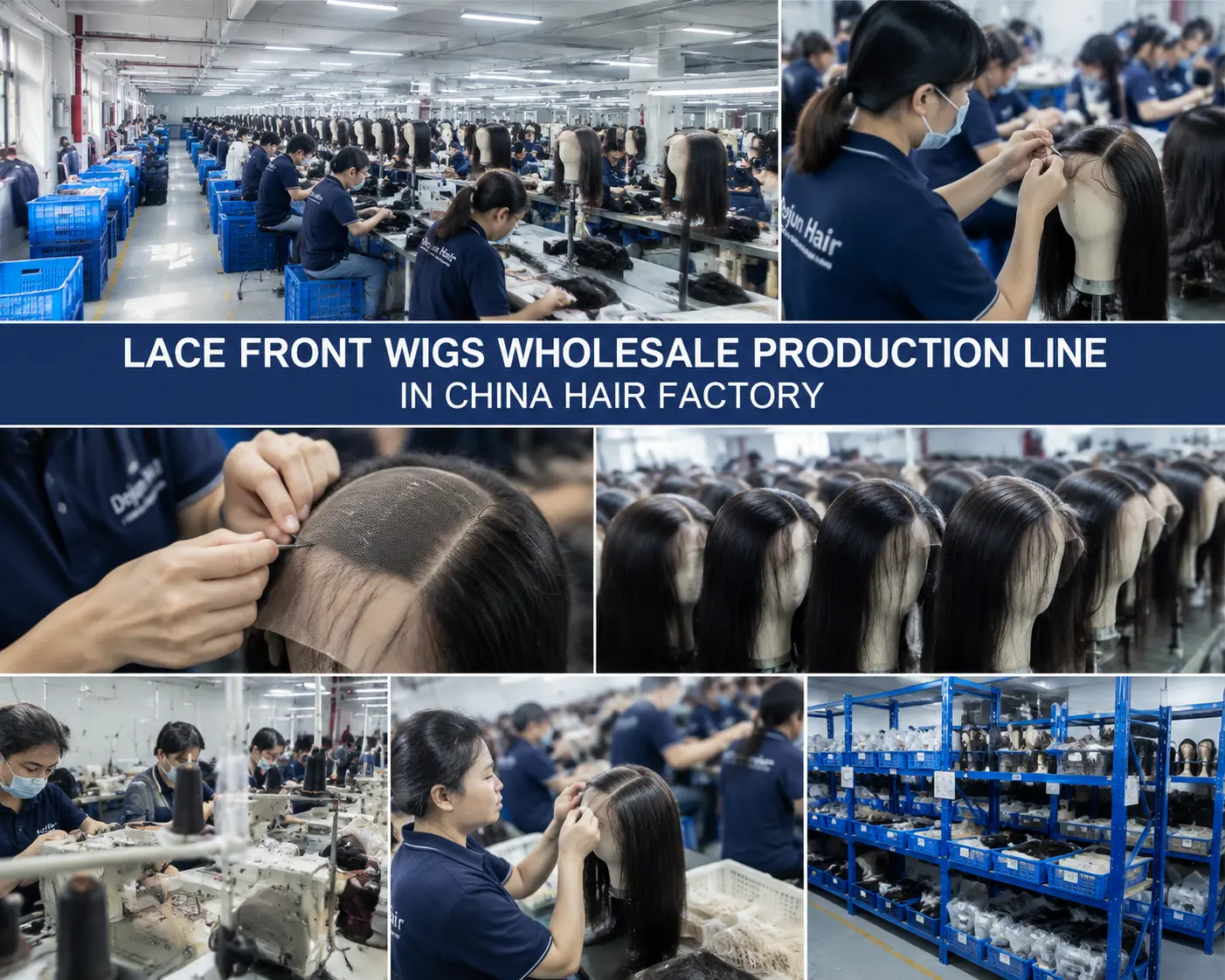Lace front wigs wholesale production line in China hair factory