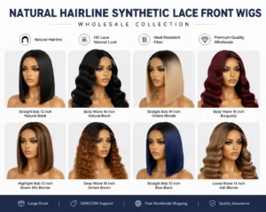 Natural hairline synthetic lace front wigs wholesale collection for global wig distributors