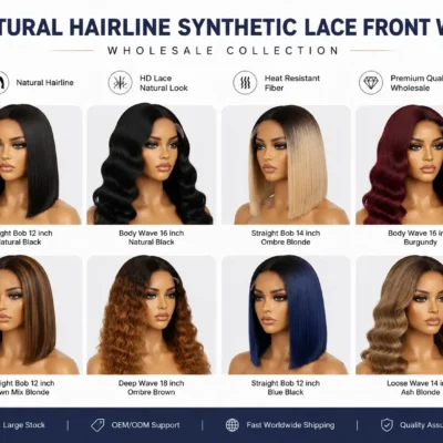 natural-hairline-synthetic-lace-front-wigs-wholesale-collection Natural hairline synthetic lace front wigs wholesale collection for global wig distributors