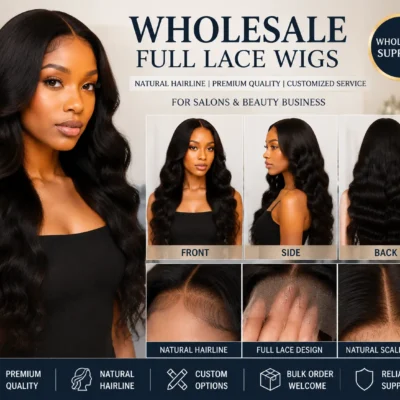 Natural looking full lace wigs wholesale supplier providing premium styles for salons and beauty businesses