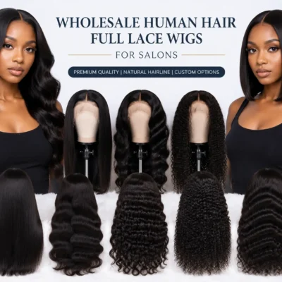 Wholesale human hair full lace wigs for salons with natural hairline and custom options