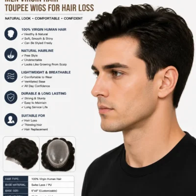 wholesale-men-virgin-hair-toupee-wigs-side.jpg Wholesale Short Straight Men’s Virgin Human Hair Toupee Wigs for Hair Loss