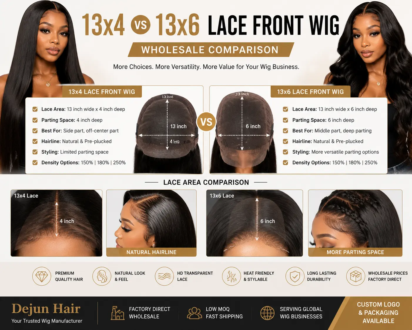 13x4 and 13x6 lace front wig wholesale comparison for wig businesses