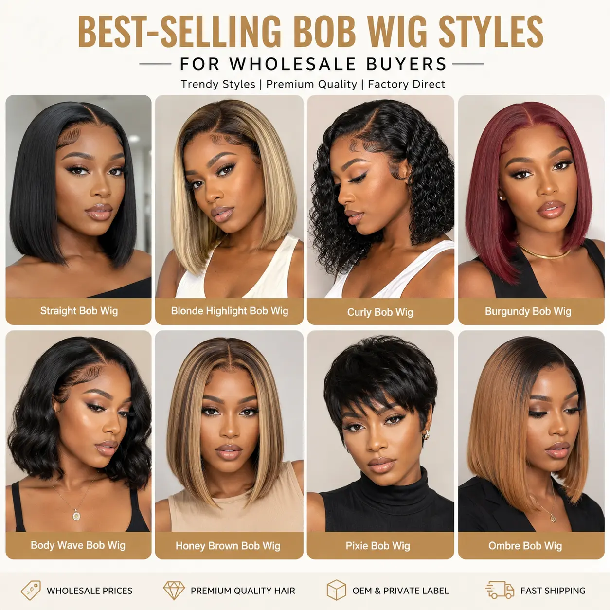 Best-selling Bob wig styles for wholesale buyers and hair retailers