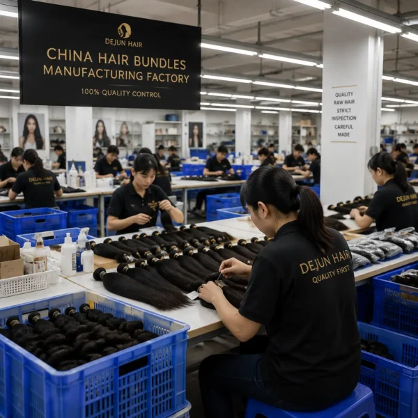 China hair bundles manufacturing factory with professional production process