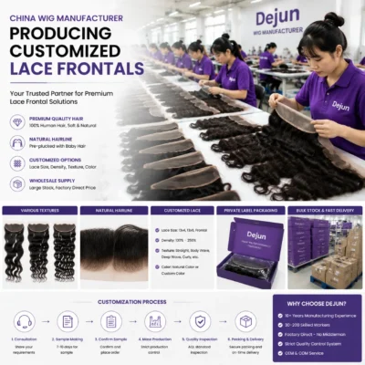 Bulk human hair lace frontals supplier factory production for wholesale wig businesses
