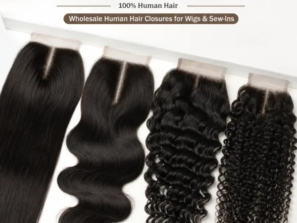Wholesale human hair lace closures for wigs and sew-in hair extensions