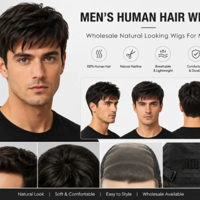 Men’s human hair wigs wholesale with natural-looking styles for salons and wig retailers