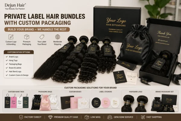 Private label hair bundles with custom packaging for wholesale hair brands