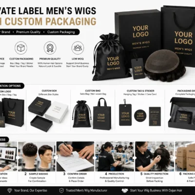 Private label men’s wigs with OEM custom logo and packaging options for wholesale buyers