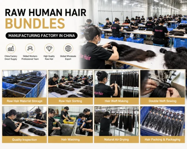 Raw human hair bundles manufacturing factory in China for wholesale buyers