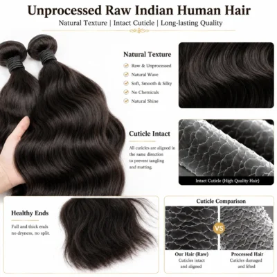 Raw Indian human hair bundles wholesale in multiple lengths for hair businesses