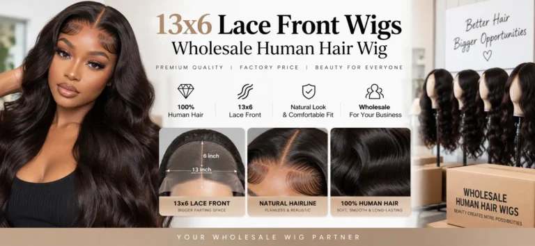 13x6 human hair lace front wig construction with deep parting space and adjustable cap