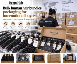 Bulk human hair bundles packaging for international buyers and wholesale hair businesses