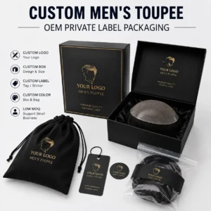 Custom men's toupee OEM private label packaging for hairpiece brands and wholesale buyers