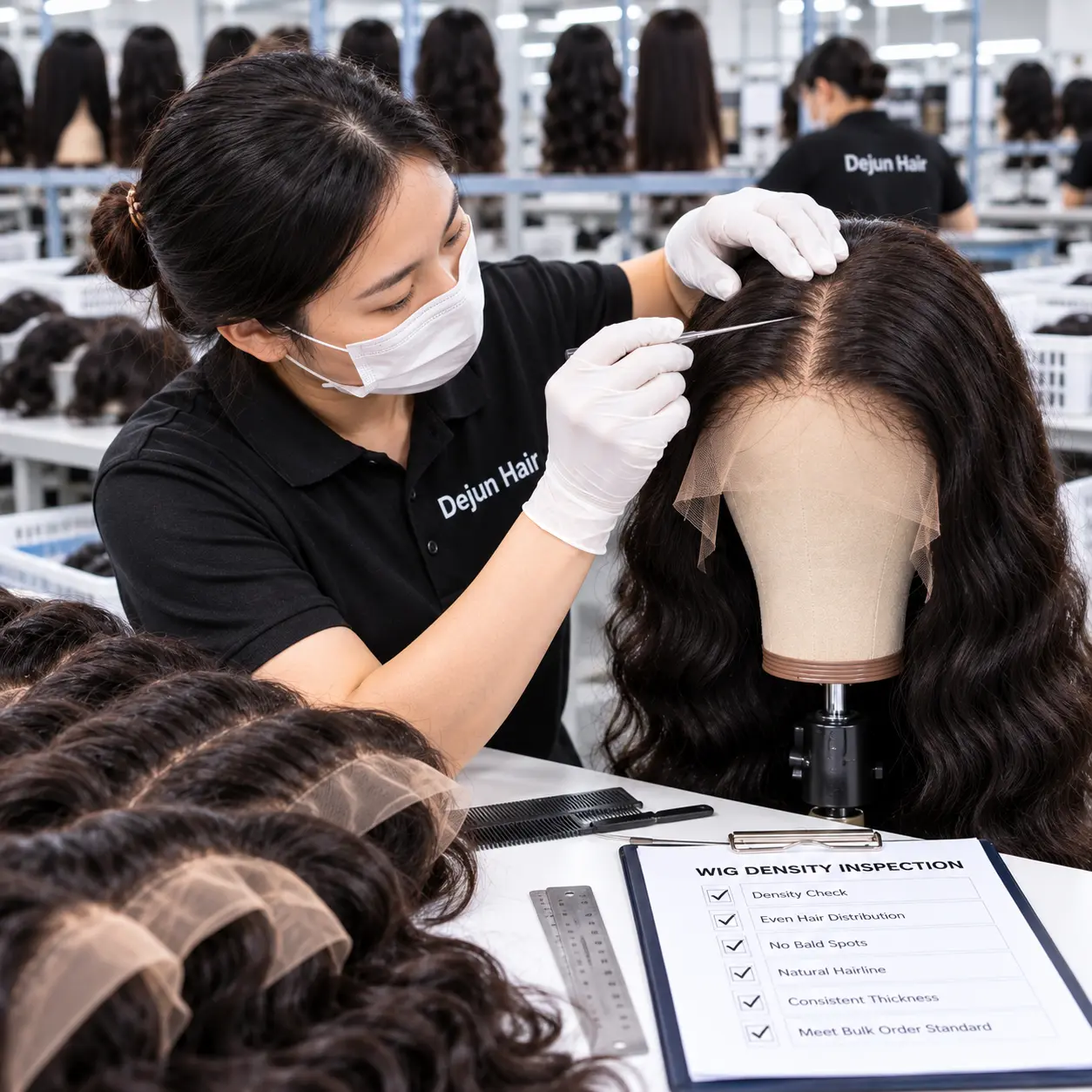 Full lace human hair wigs density inspection before bulk order