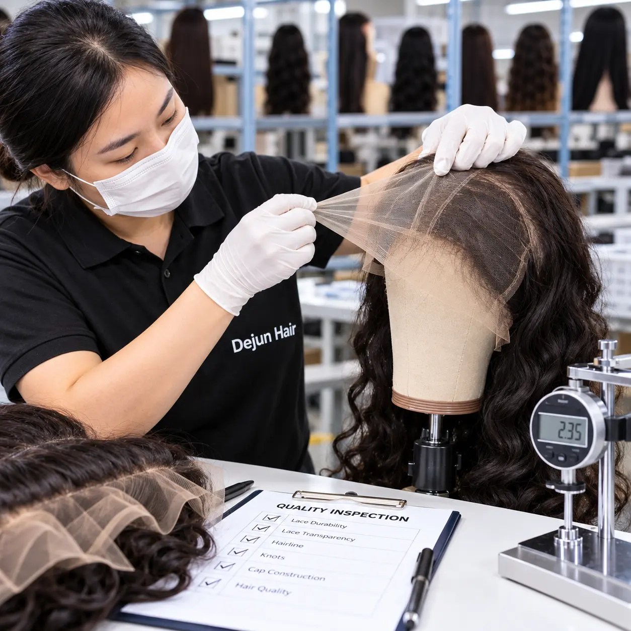 Human hair full lace wigs supplier checking lace durability