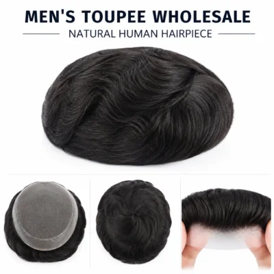 Men's toupee wholesale natural human hairpiece for salons and hair replacement businesses