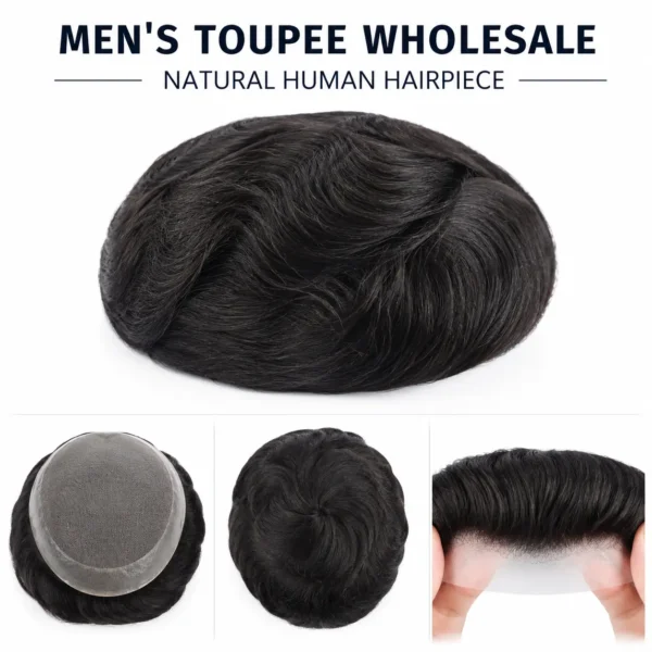 Men's toupee wholesale natural human hairpiece for salons and hair replacement businesses