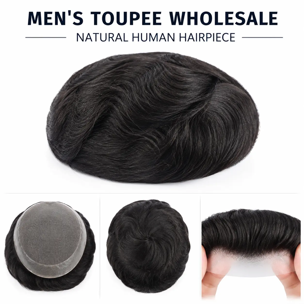 Men's toupee wholesale natural human hairpiece for salons and hair replacement businesses