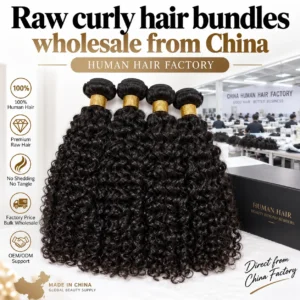 Raw curly hair bundles wholesale from China human hair factory for salons and hair businesses