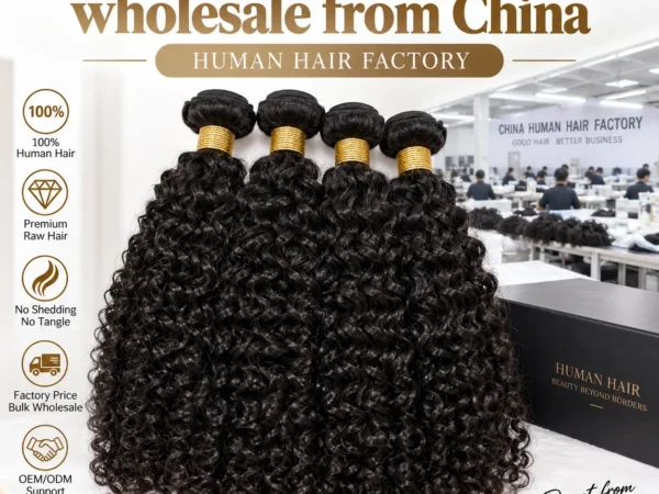 Raw curly hair bundles wholesale from China human hair factory for salons and hair businesses