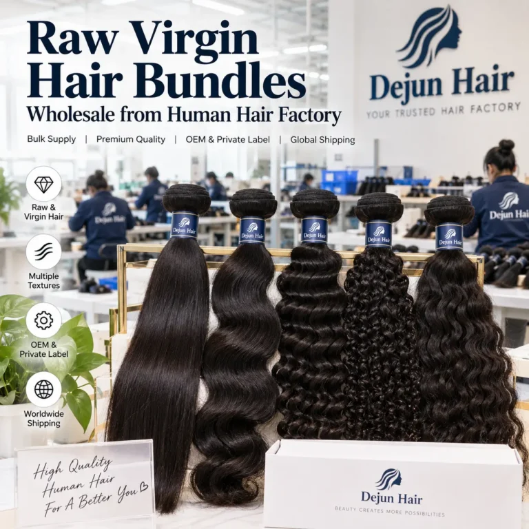 Raw virgin hair bundles wholesale from human hair factory
