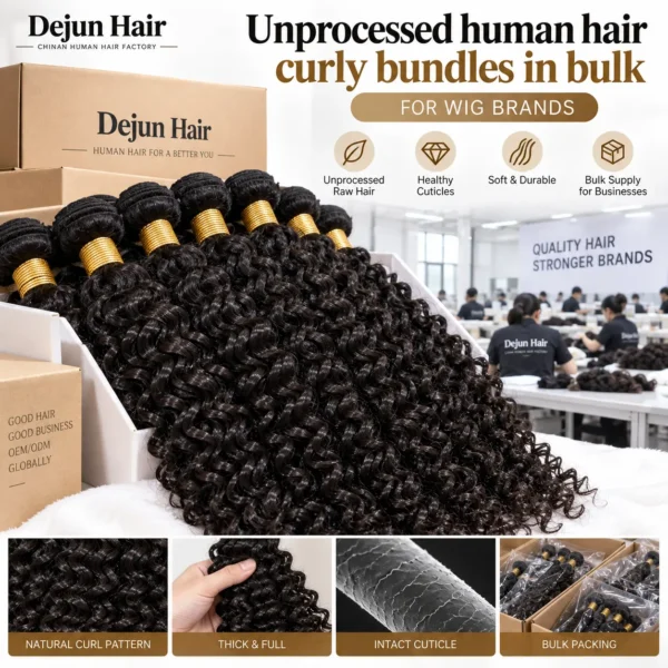 Unprocessed curly human hair bundles in bulk for wig brands, salons and wholesale buyers